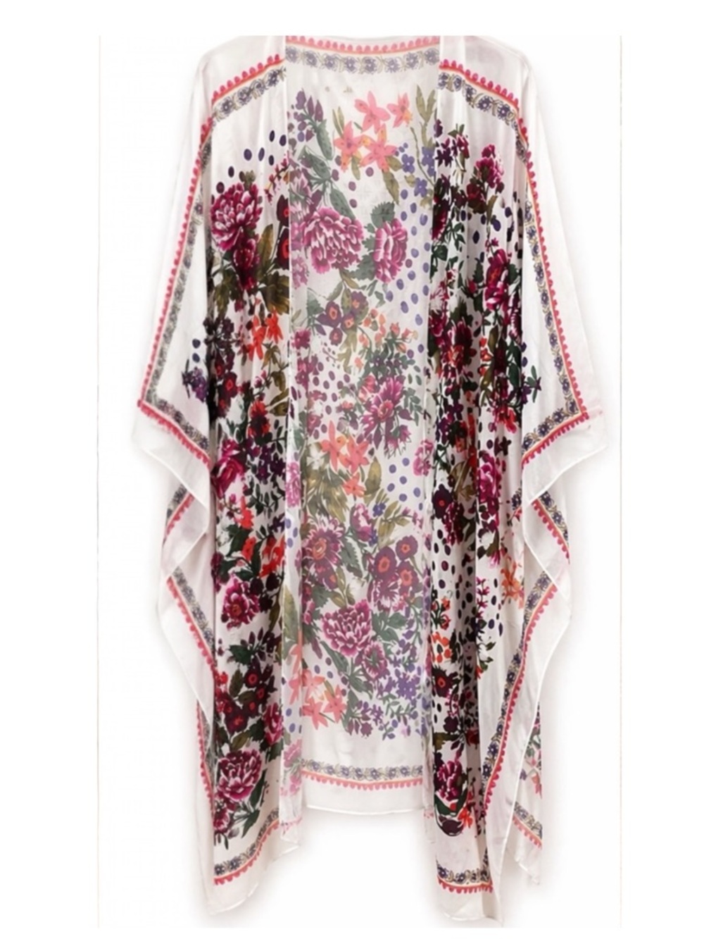 Boutique 5XL Plus Boho Floral Kimono Duster Chiffon Lightweight Resort Cover Up